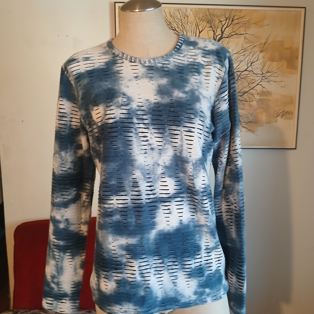 Moschino Blue and White Long Sleeve Tee